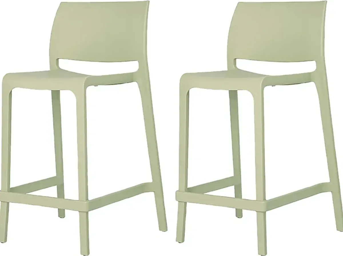 Outdoor Cayetana Green Counter Stool, Set of 2