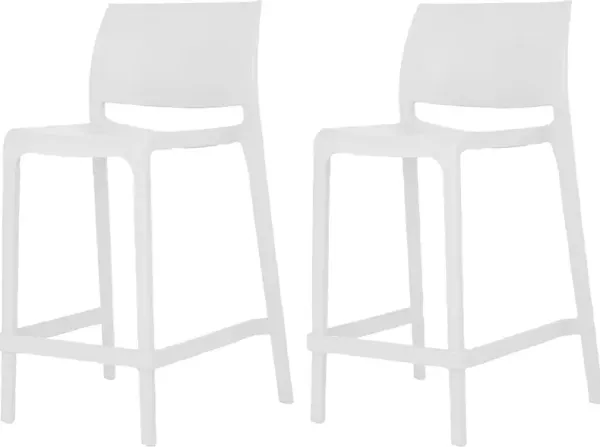 Outdoor Cayetana White Counter Stool, Set of 2