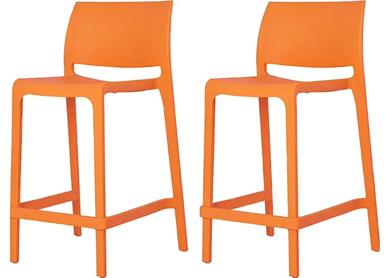 Outdoor Cayetana Orange Counter Stool, Set of 2