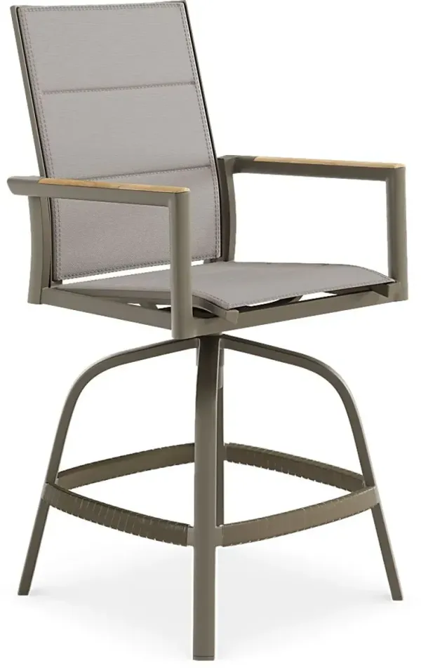Solana Taupe Outdoor Swivel Balcony Stool