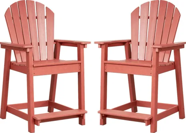 Addy Red Outdoor Balcony Adirondack Stool, Set of 2