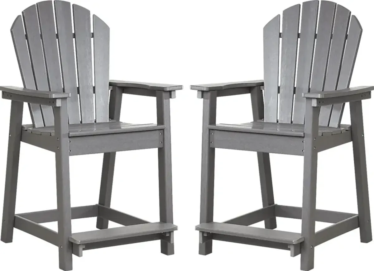 Addy Gray Outdoor Balcony Adirondack Stool, Set of 2