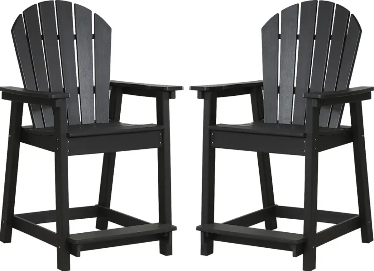 Addy Black Outdoor Balcony Adirondack Stool, Set of 2