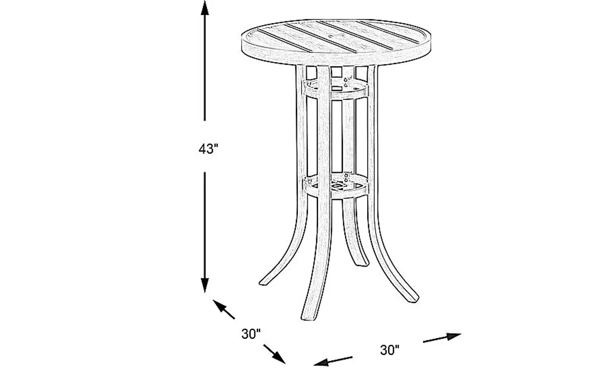 Siesta Key Gray 30" Round Bar Height Outdoor Dining Table with Umbrella Hole