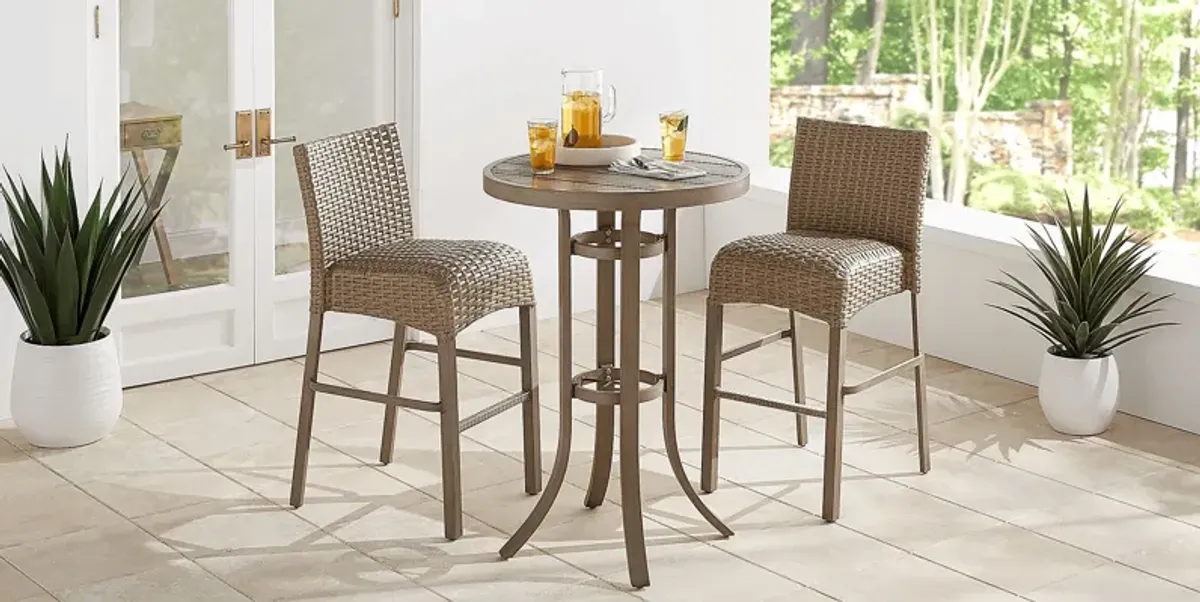 Siesta Key Gray 30"" Round Bar Height Outdoor Dining Table with Umbrella Hole