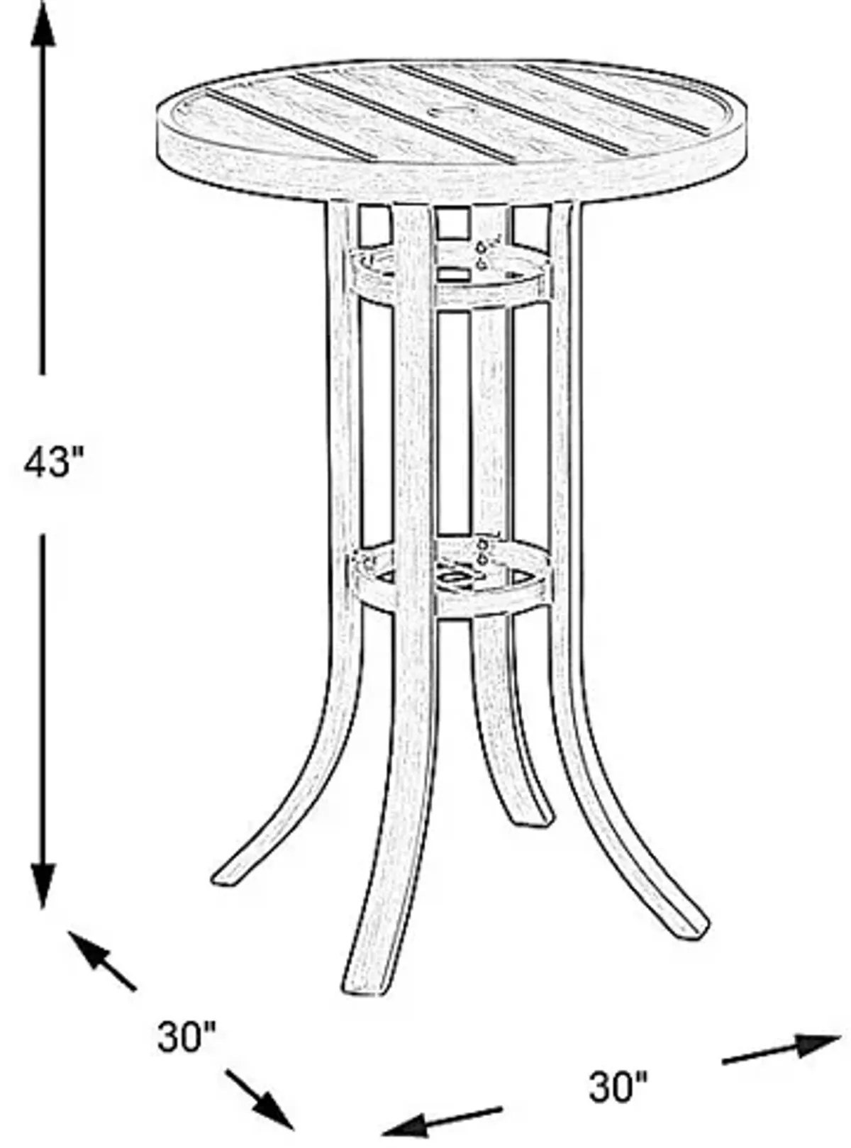 Siesta Key Gray 30"" Round Bar Height Outdoor Dining Table with Umbrella Hole