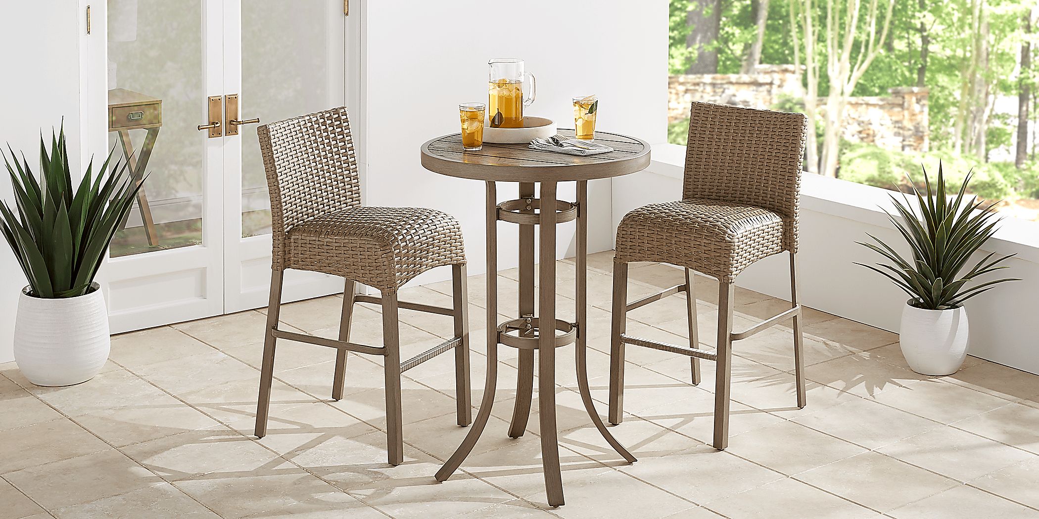 Siesta Key Gray 30"" Round Bar Height Outdoor Dining Table with