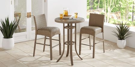 Siesta Key Gray 30"" Round Bar Height Outdoor Dining Table with Umbrella Hole