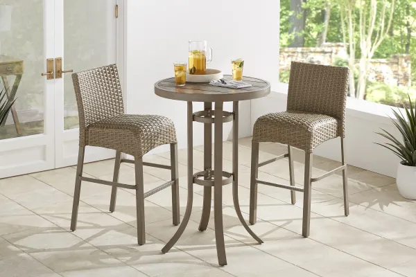 Siesta Key Gray 3 Pc 30" Round Bar Height Outdoor Dining Set