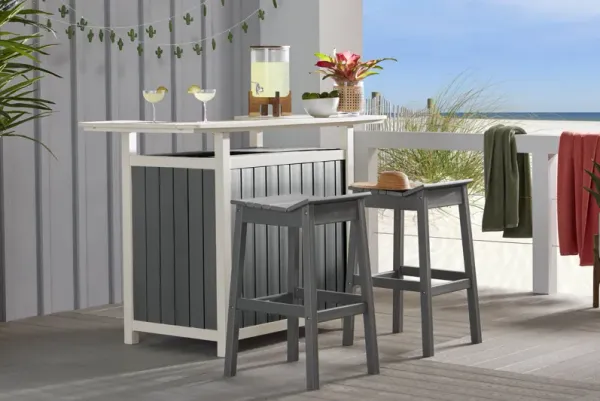 Addy Gray 3 Pc Outdoor Bar Set