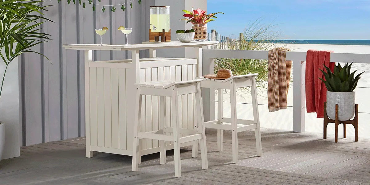 Addy White 3 Pc Outdoor Bar Set