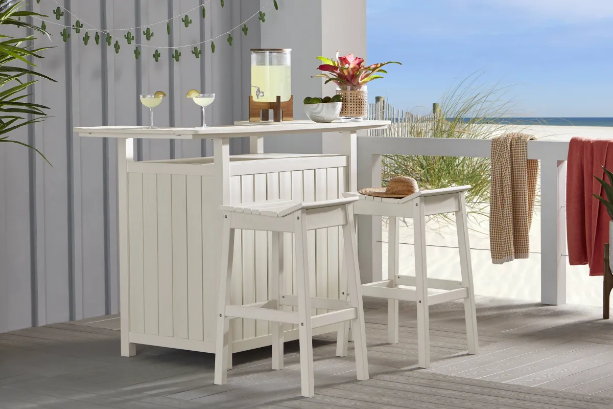 Addy White 3 Pc Outdoor Bar Set