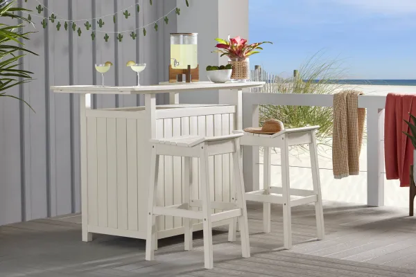Addy White 3 Pc Outdoor Bar Set