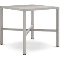 Sun Valley Light Gray Square Outdoor Bar Table with Umbrella Hole