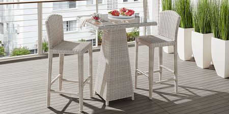 Patmos Gray Wicker 36 in. Square Outdoor Bar Table