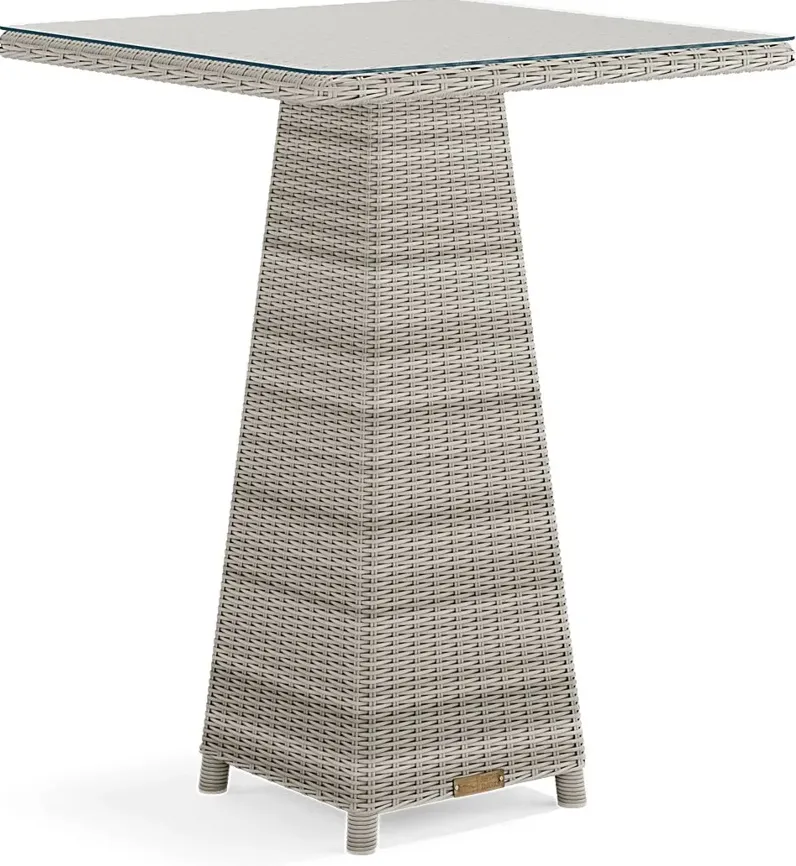 Patmos Gray Wicker 36 in. Square Outdoor Bar Table
