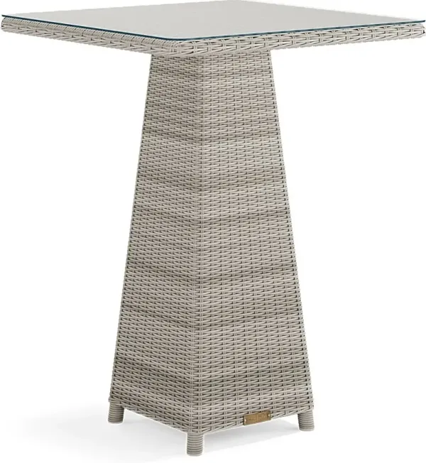 Patmos Gray Wicker 36 in. Square Outdoor Bar Table