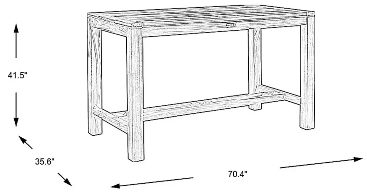 Patmos Teak 71 in. Rectangle Bar Height Outdoor Dining Table