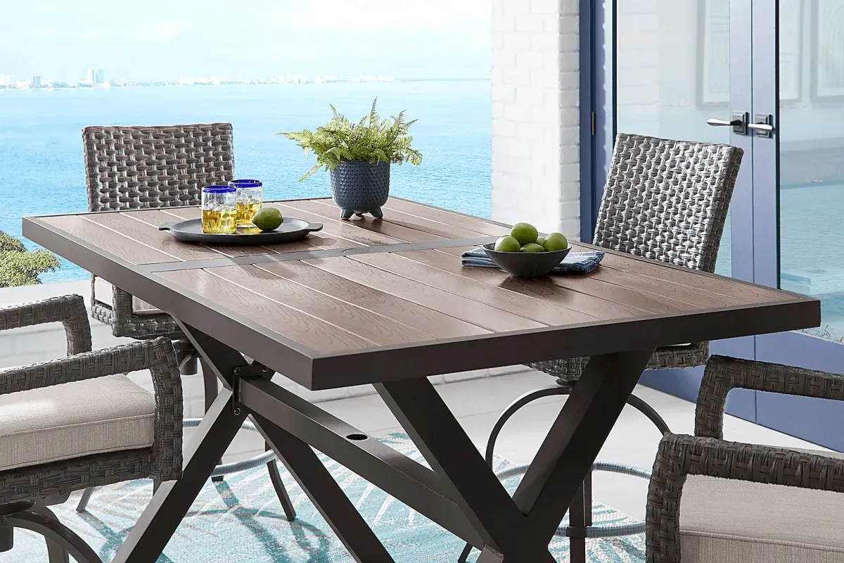 Rialto Brown 71 In. Rectangle Bar Height Outdoor Dining Table