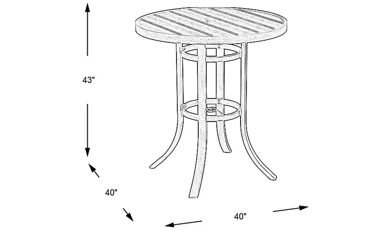 Siesta Key Gray 40" Round Bar Height Outdoor Dining Table with Umbrella Hole