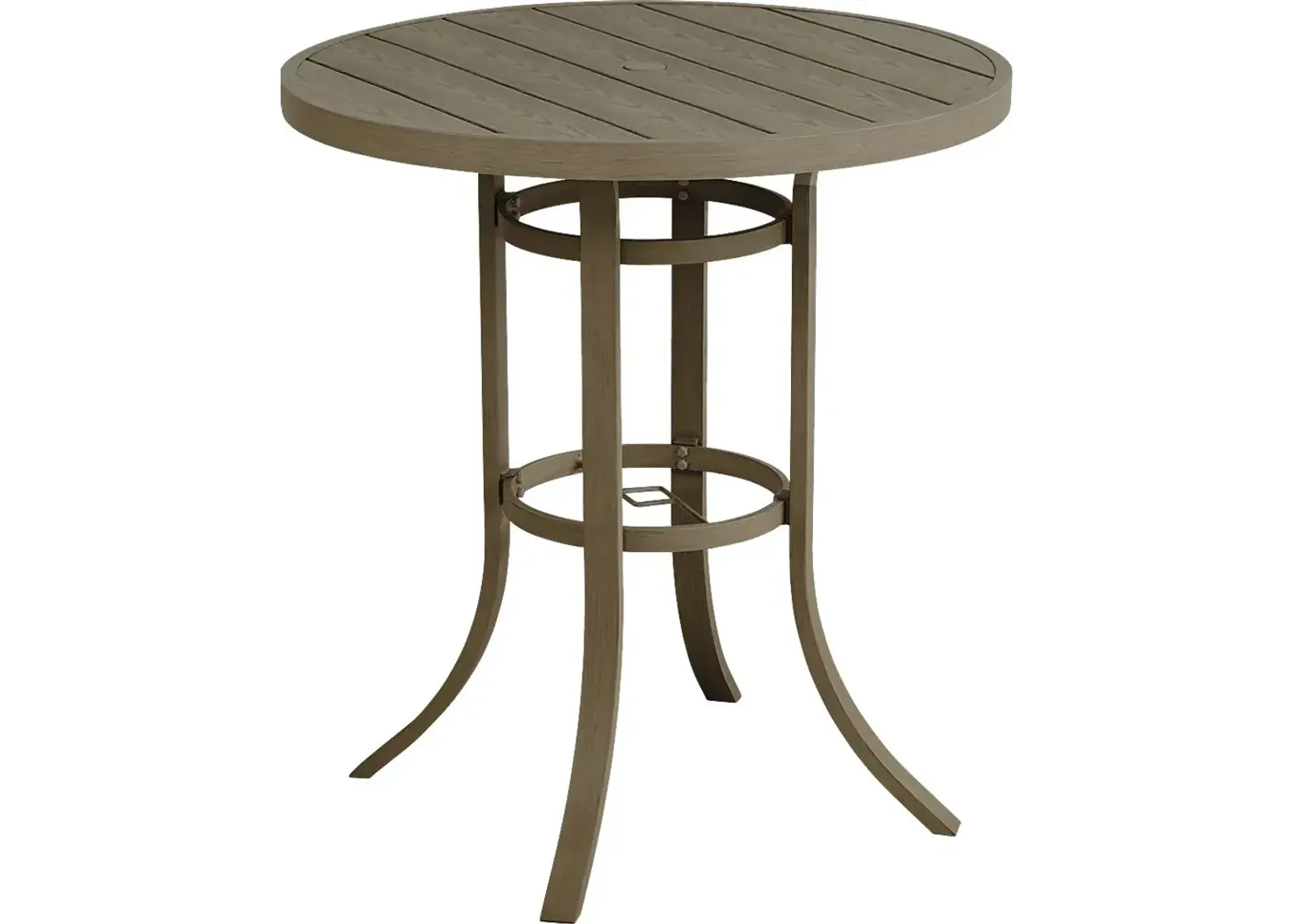 Siesta Key Gray 40"" Round Bar Height Outdoor Dining Table with Umbrella Hole