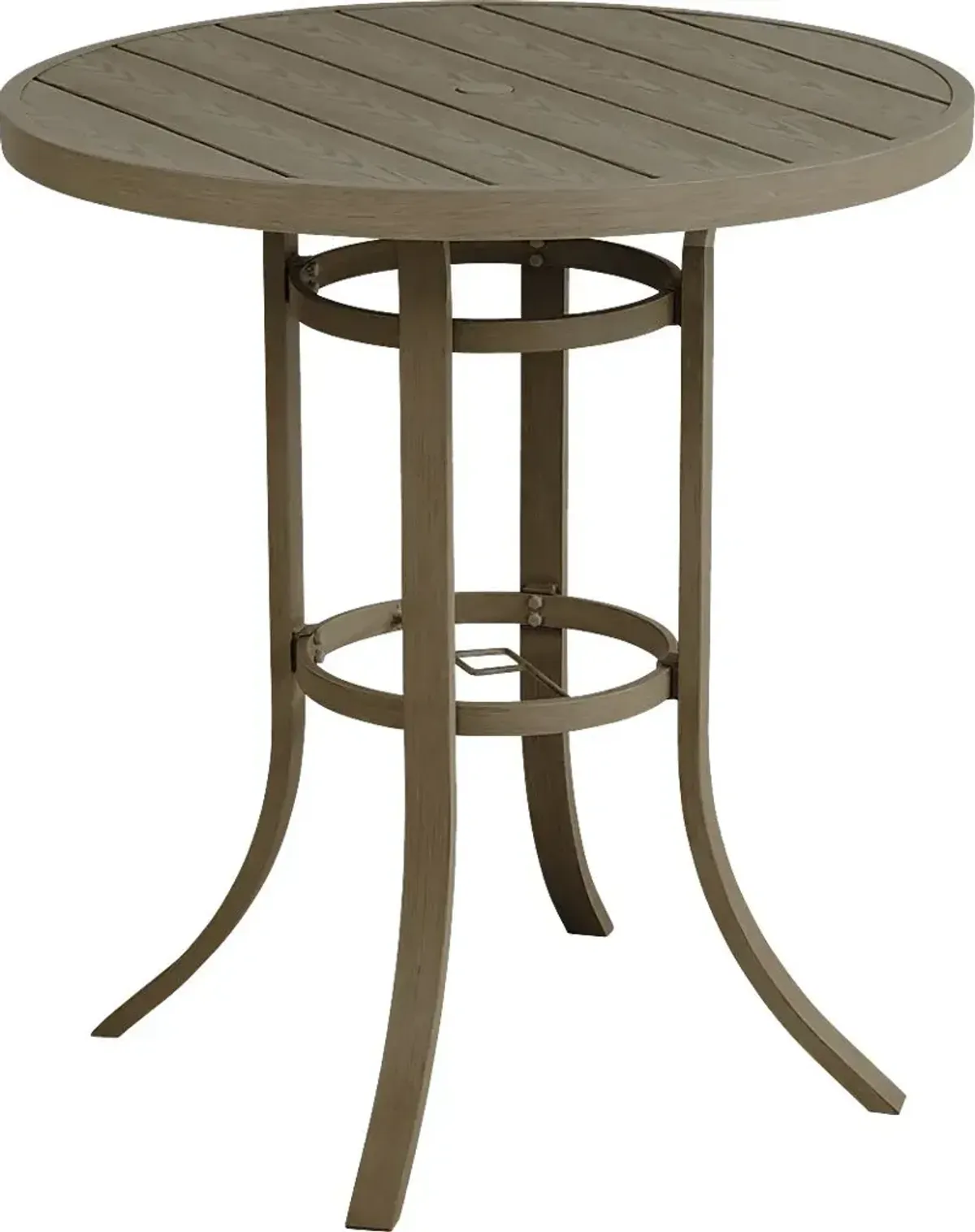 Siesta Key Gray 40"" Round Bar Height Outdoor Dining Table with Umbrella Hole