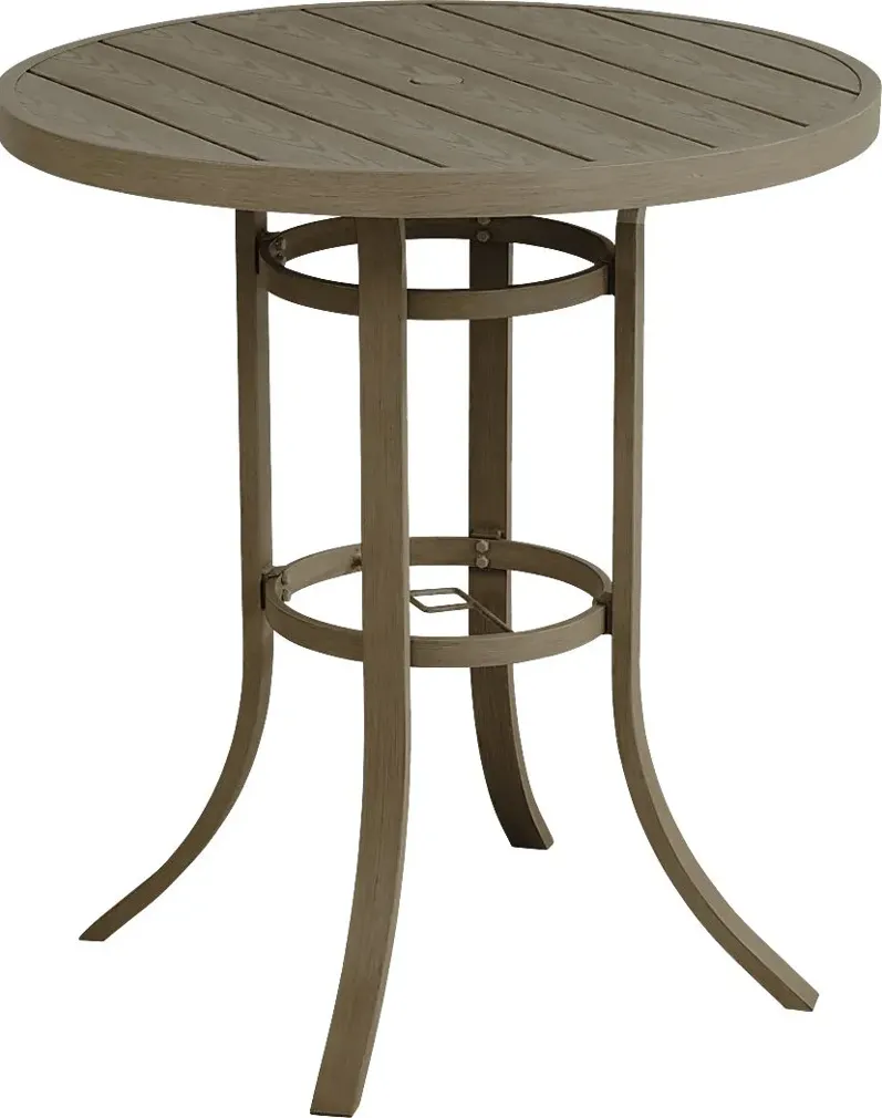 Siesta Key Gray 40"" Round Bar Height Outdoor Dining Table with Umbrella Hole