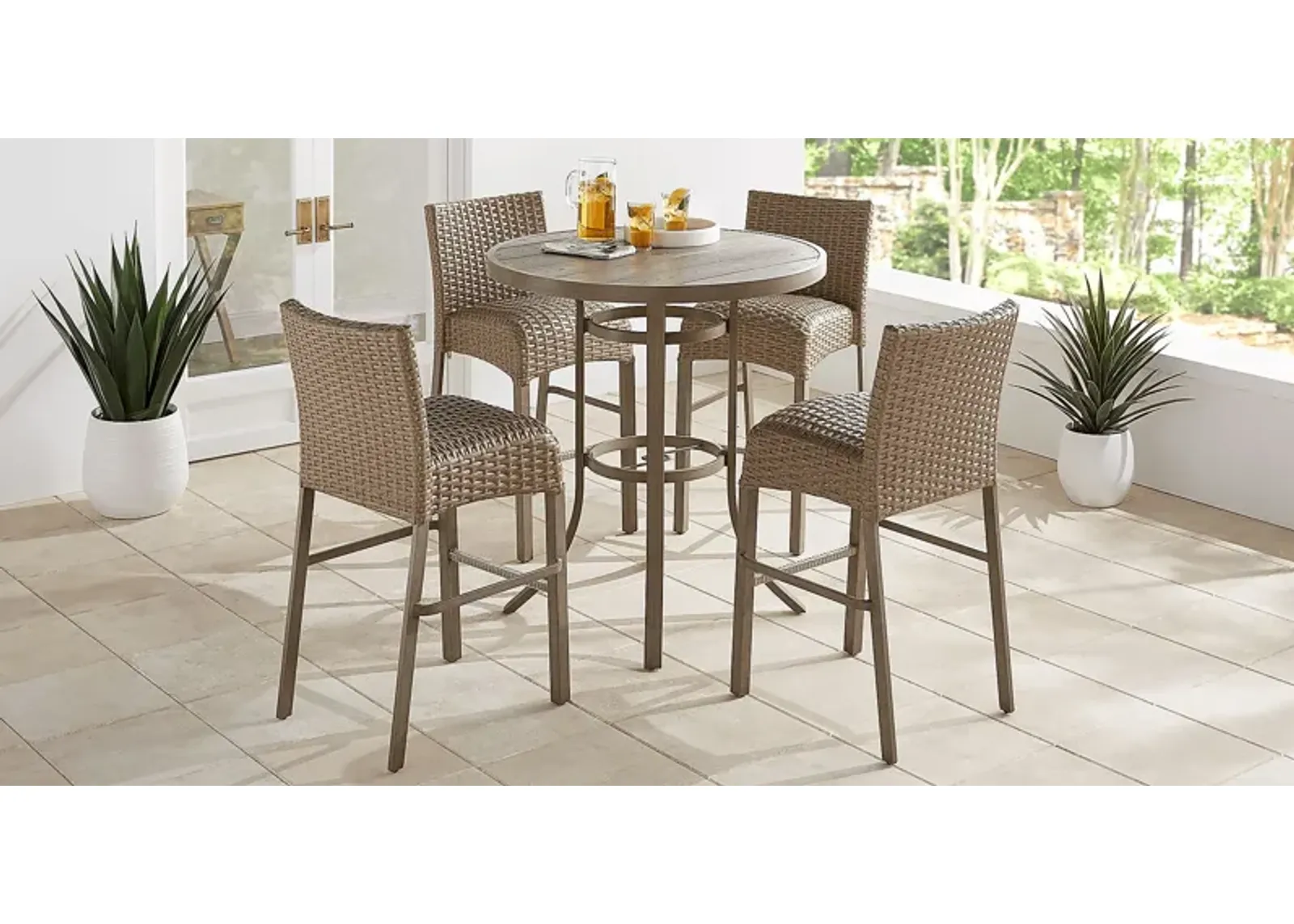 Siesta Key Gray 5 Pc 40"" Round Bar Height Outdoor Dining Set