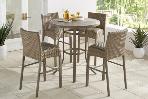 Siesta Key Gray 5 Pc 40" Round Bar Height Outdoor Dining Set