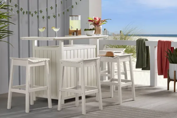 Addy White 5 Pc Outdoor Bar Dining Room