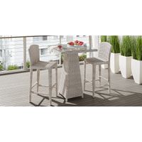 Patmos Gray Wicker 3 Pc 32 in. Square Bar Height Outdoor Dining Set