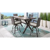 Rialto Brown 5 Pc Rectangle Outdoor Bar Height Dining Set with Putty Cushions