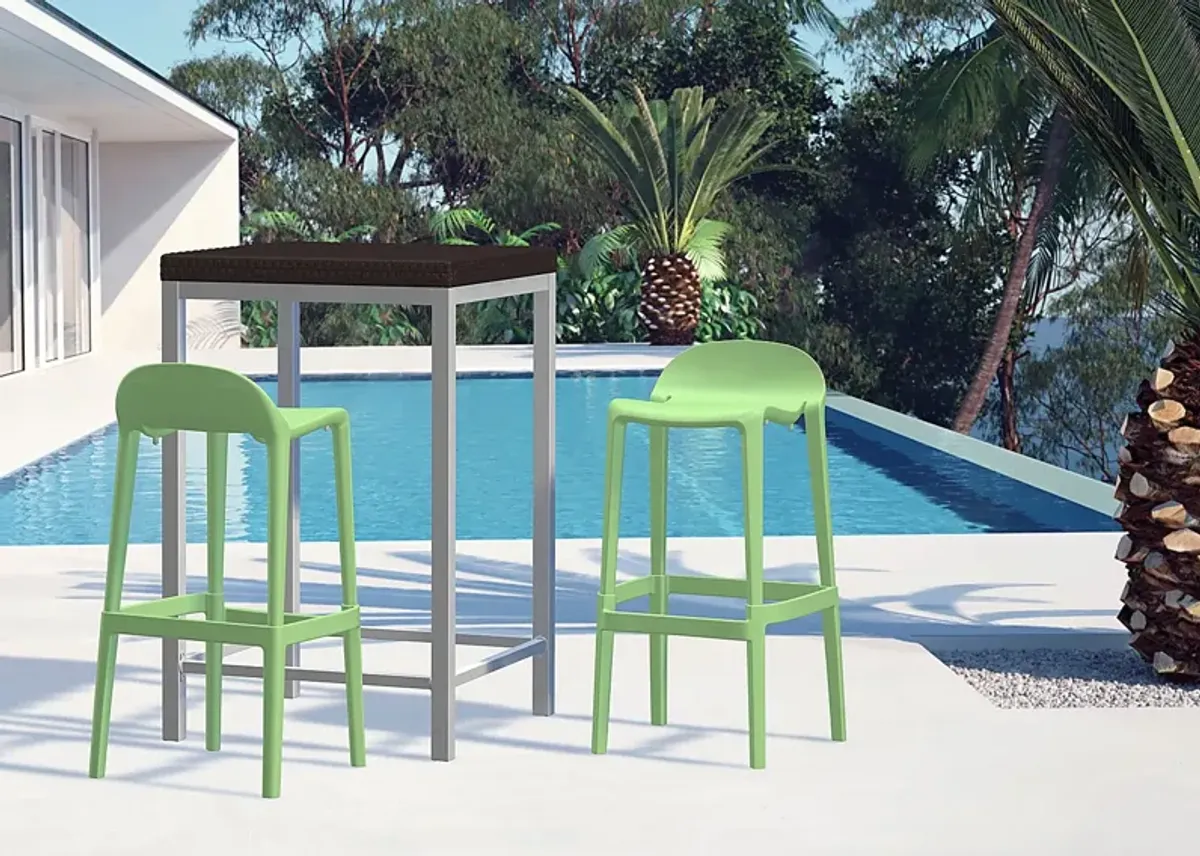 Outdoor Lulia Green Barstool, Set of 2