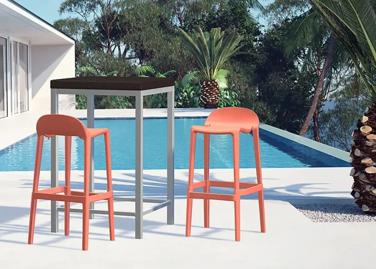 Outdoor Lulia Salmon Barstool, Set of 2