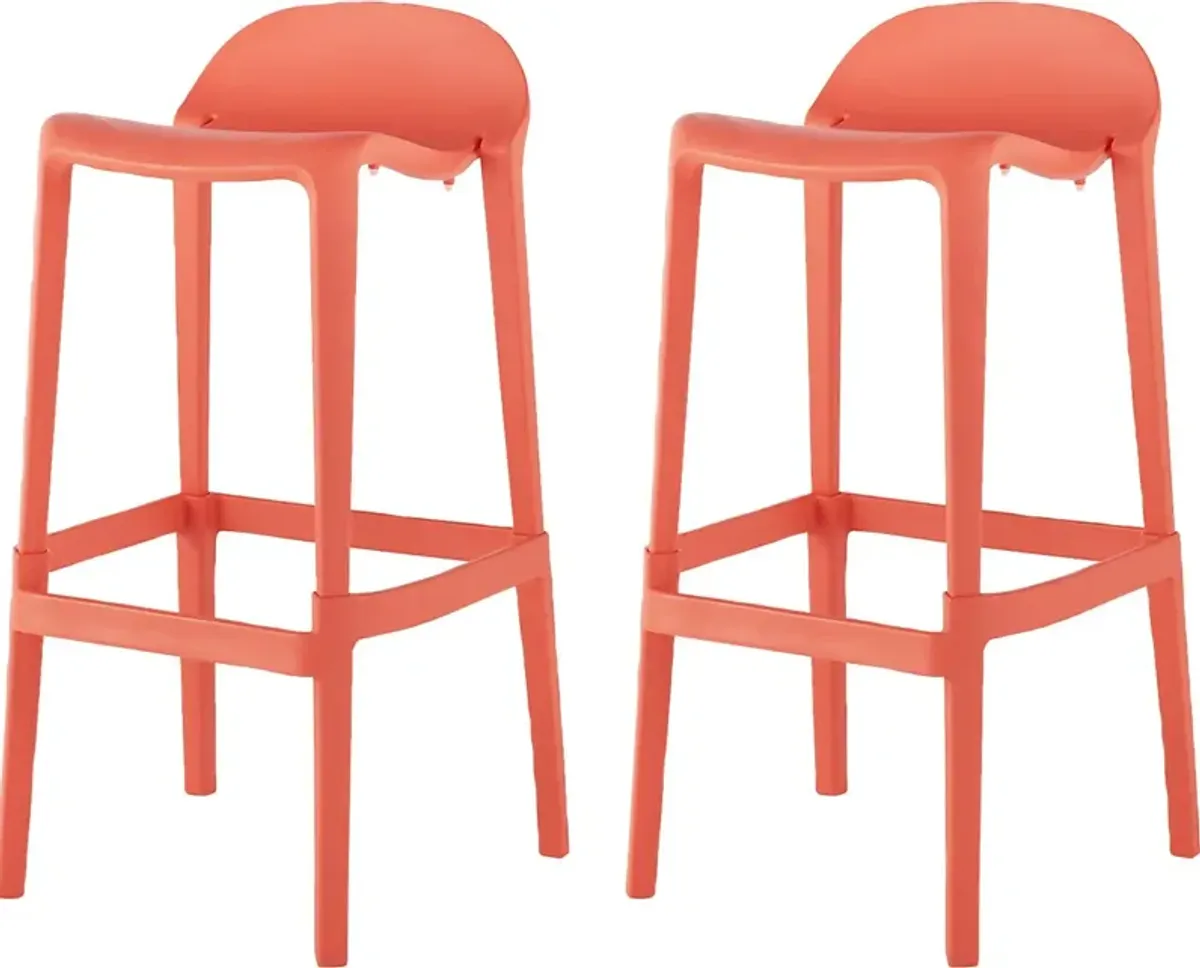 Outdoor Lulia Salmon Barstool, Set of 2