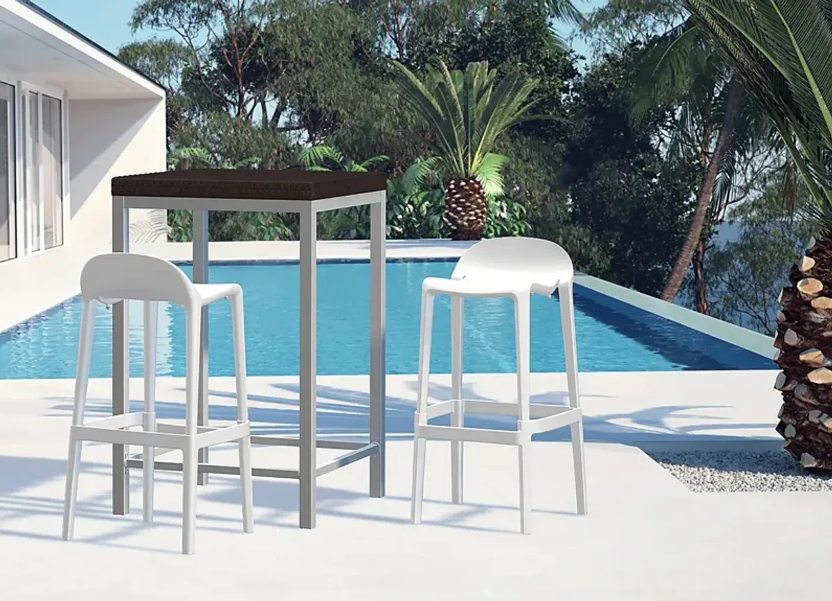 Outdoor Lulia White Barstool, Set of 2