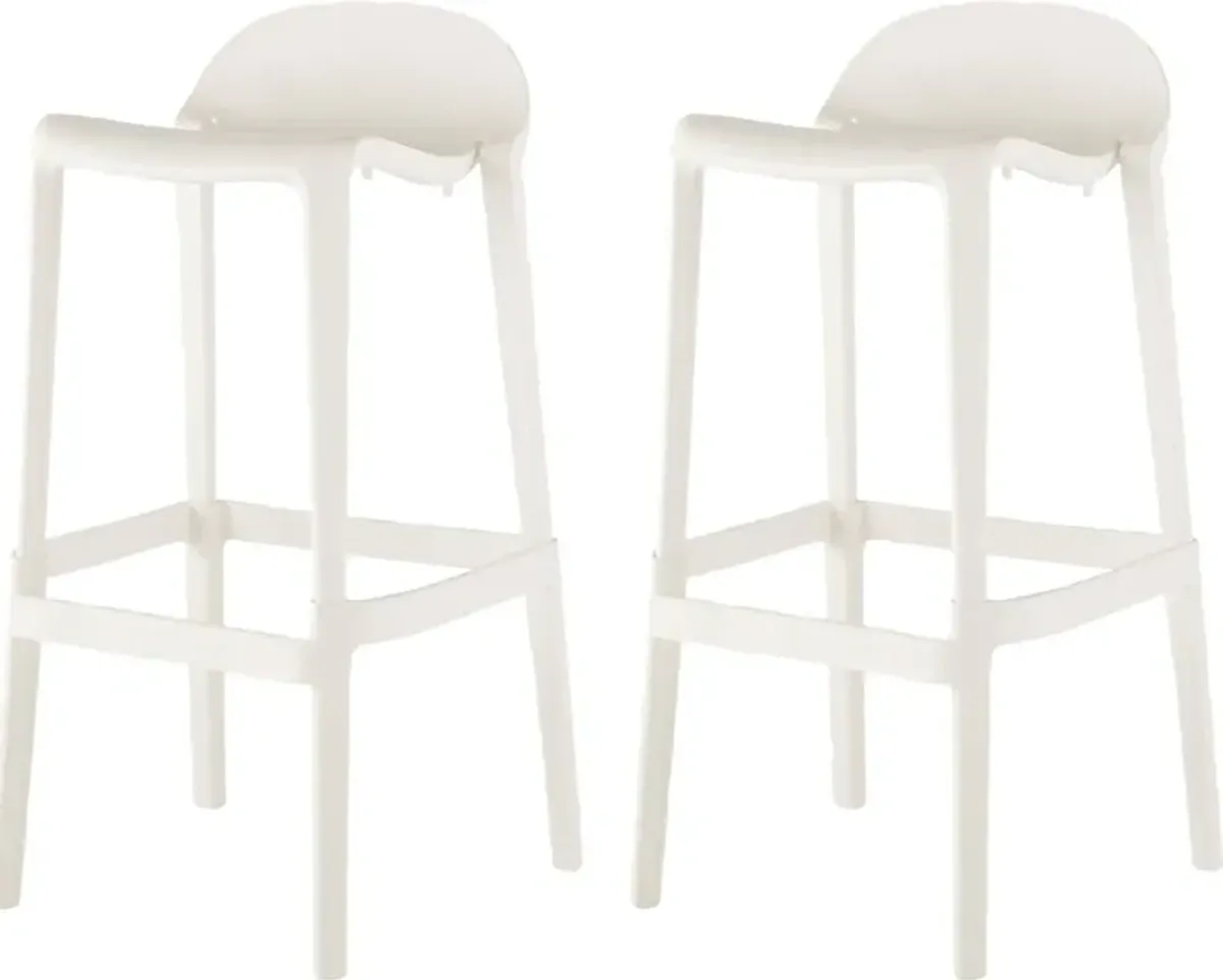 Outdoor Lulia White Barstool, Set of 2