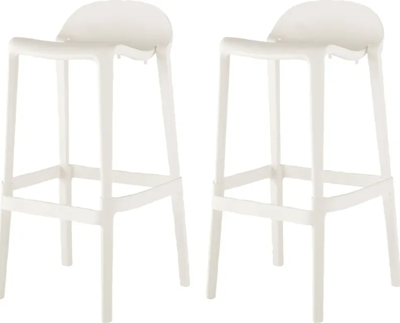 Outdoor Lulia White Barstool, Set of 2