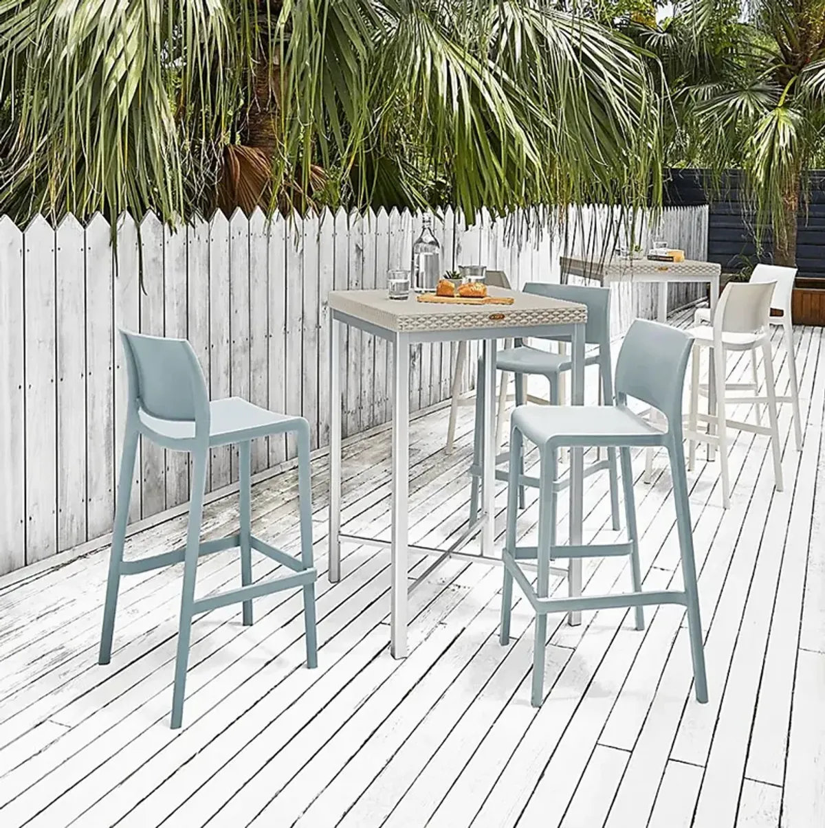 Outdoor Cayetana Blue Barstool, Set of 2