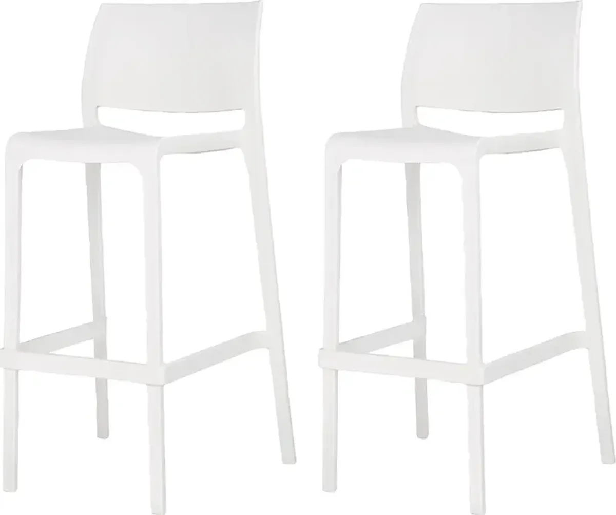 Outdoor Cayetana White Barstool, Set of 2