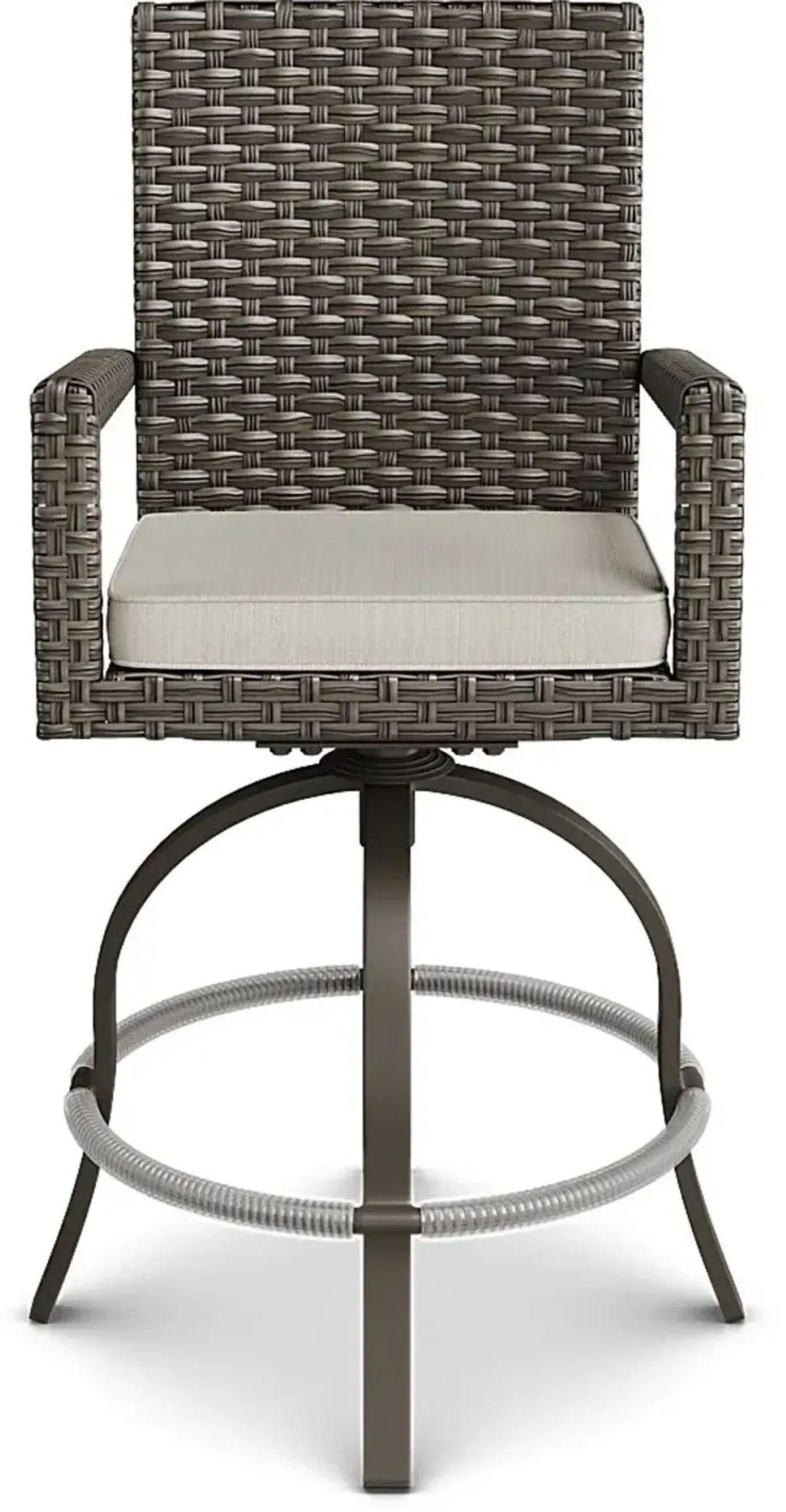 Rialto Brown Outdoor Swivel Barstool with Putty Cushion