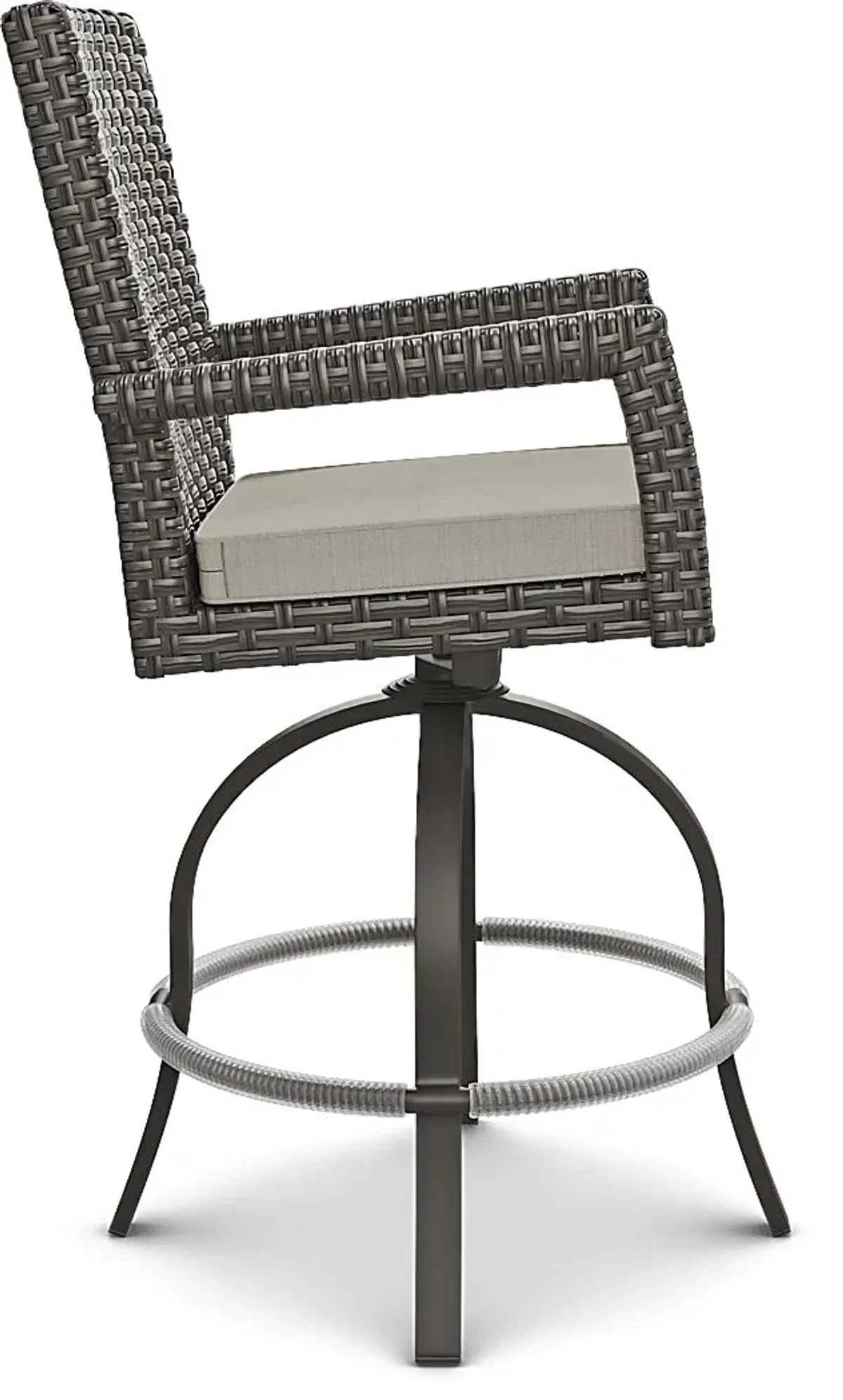 Rialto Brown Outdoor Swivel Barstool with Putty Cushion