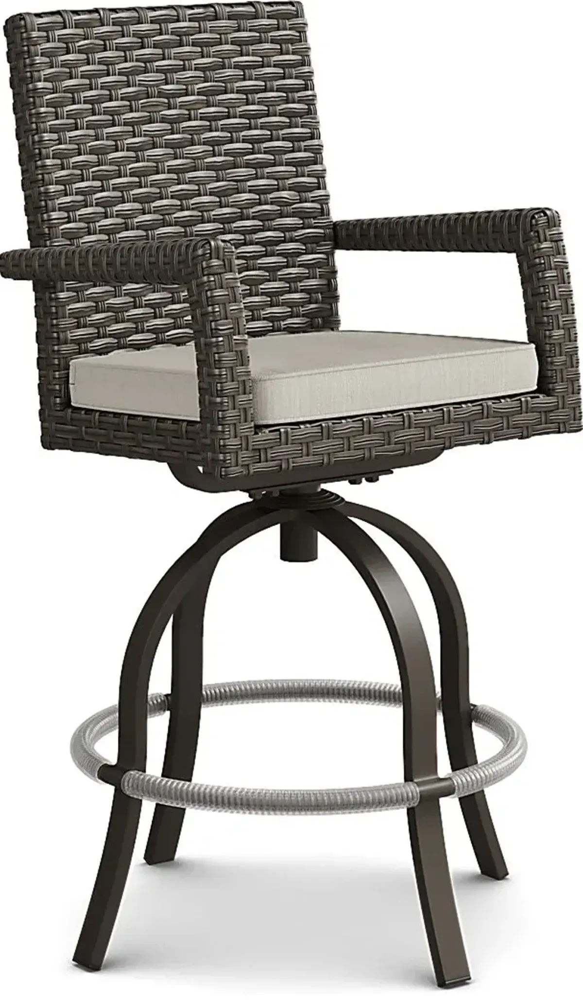 Rialto Brown Outdoor Swivel Barstool with Putty Cushion