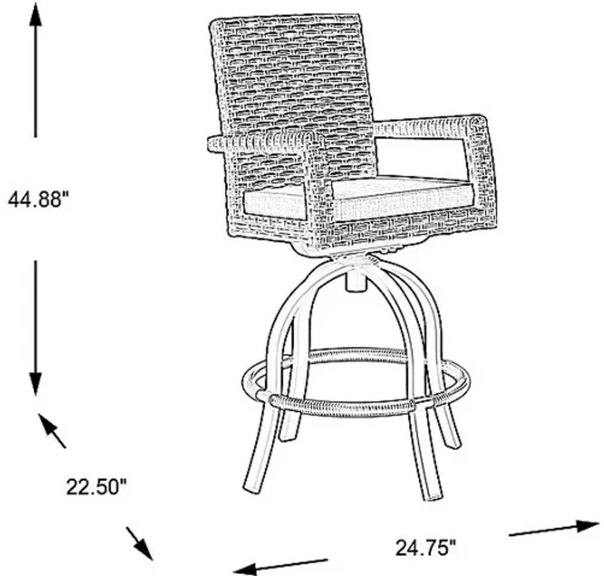 Rialto Brown Outdoor Swivel Barstool with Aqua Cushion