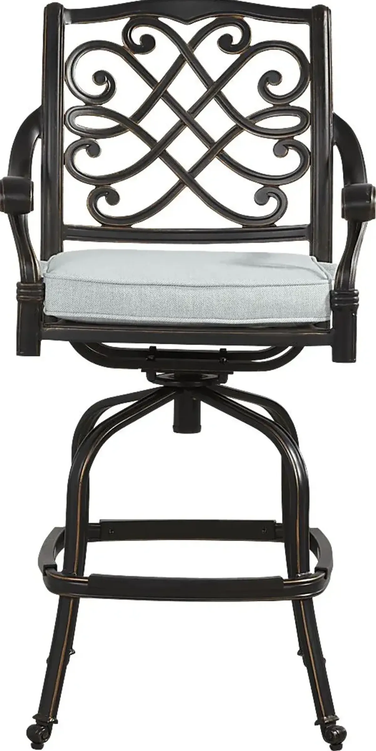 Carina Bronze Outdoor Swivel Barstool with Sky Cushion