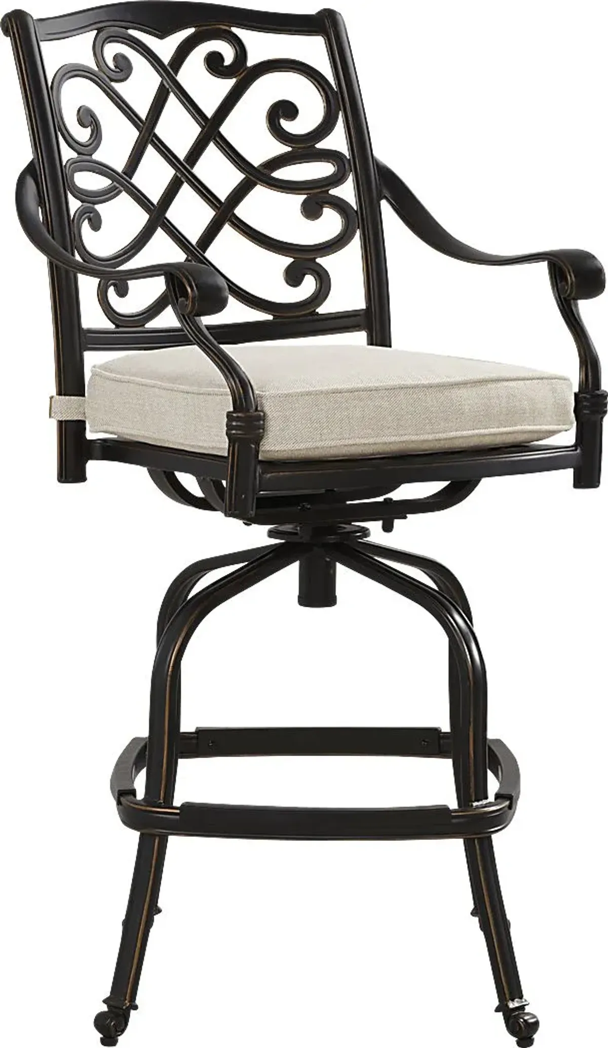 Carina Bronze Outdoor Swivel Barstool with Desert Cushion