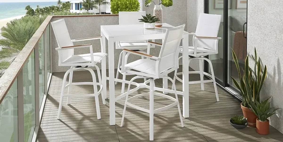 Solana White Outdoor Swivel Barstool