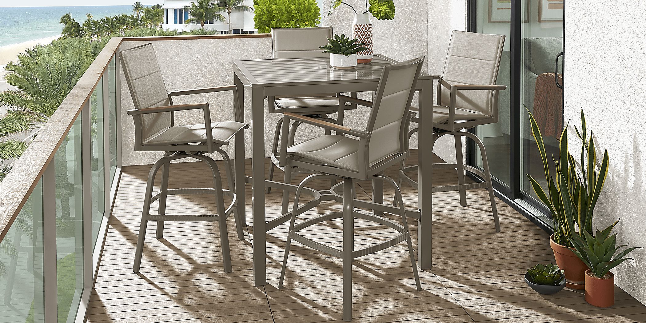 Solana Taupe Outdoor Swivel Barstool