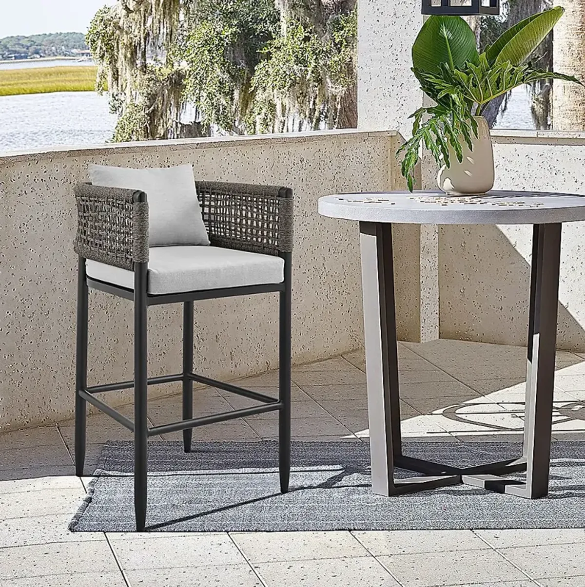 Outdoor Agusta Black Barstool