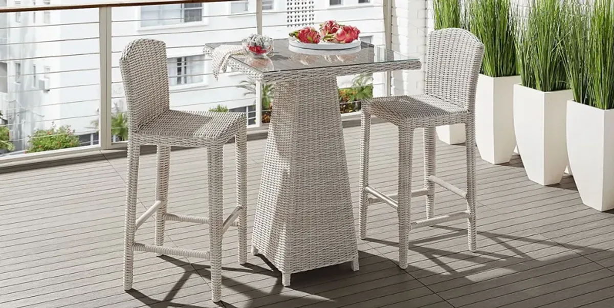 Patmos Gray Wicker Outdoor Barstool